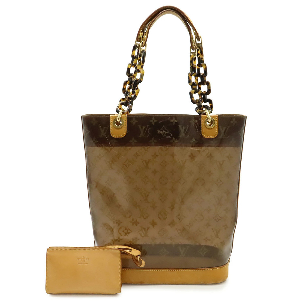 LOUIS VUITTON Monogram Vinyl Cabas Ambre Tote Bag Shoulder Chain Brown Pouch